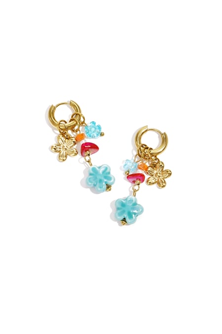 Earrings with flower charms and beads 2