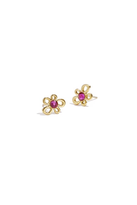 Flower-like shape stud earrings with stone detail