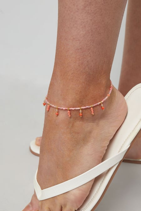 Beaded bracelet with beaded pendants- Blue/Gold color