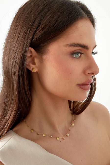 Charm-Halskette mit Kleeblatt und Diamanten – Silber