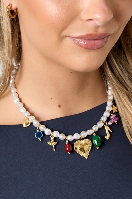 Collares de perlas de imitación con forma de corazón, estilo casual, diario, romántico, joyería para mujer.