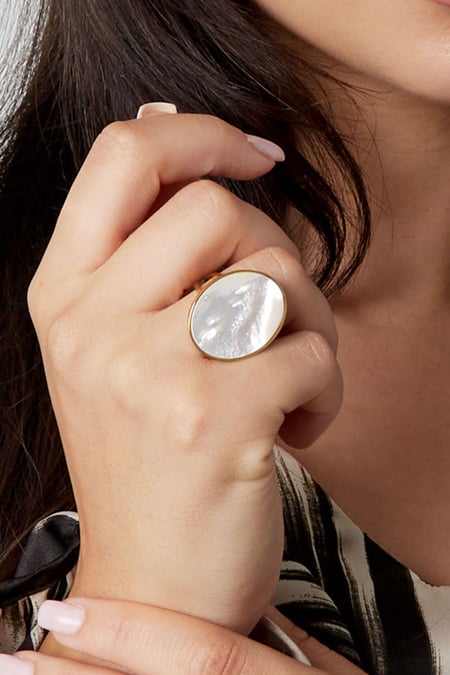 Büyük taşlı yüzük - altın/turkuaz