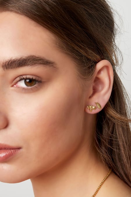 Ohrstecker Feder - goldfarbener Edelstahl