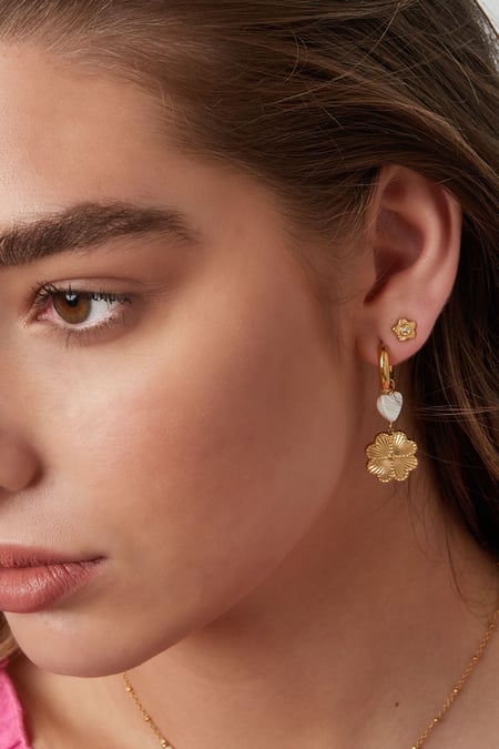 Ear studs flower - Silver Color color