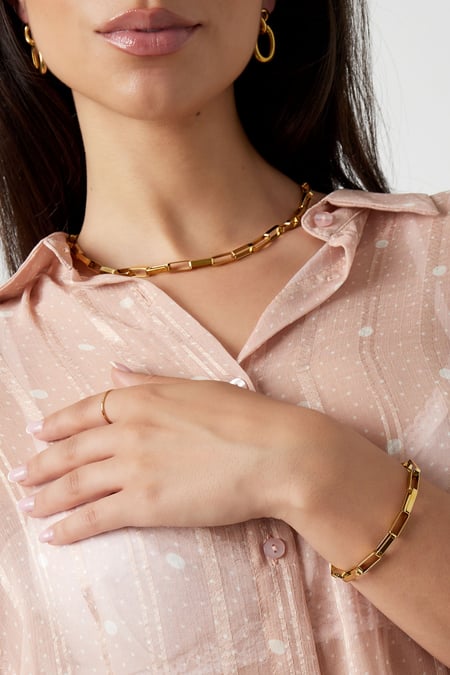 Armband rechteckige Glieder – Goldfarbe - Goldfarbefarbe