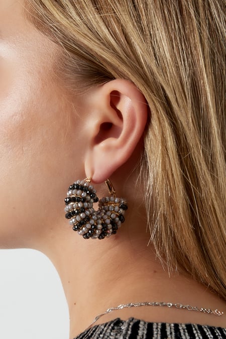 Happy Beads küpe - siyah ve gri