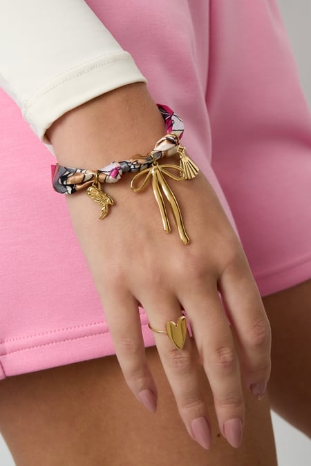 Pulseras de acero inoxidable con dijes y nudo de lazo, serie casual, diaria y sencilla, joyería para mujer
