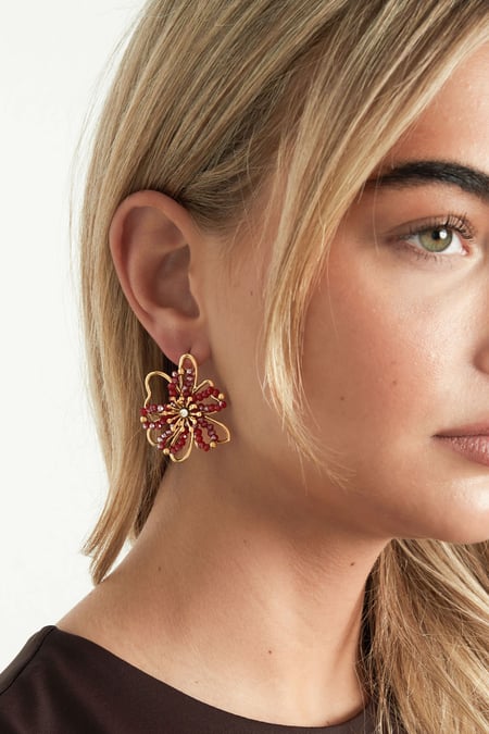 Stainless Steel Stud Earrings Flower Casual Daily Simple Series Women's jewelry