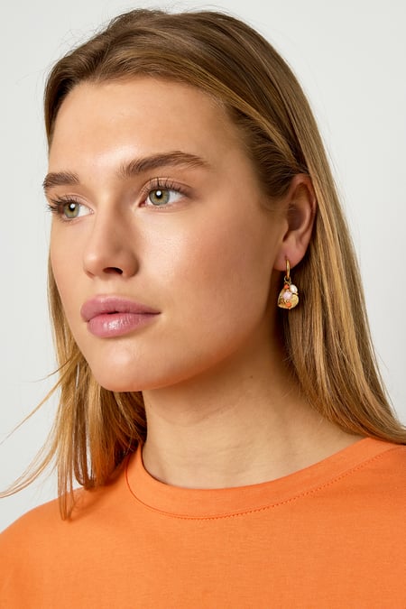 Earrings with beads and heart charm