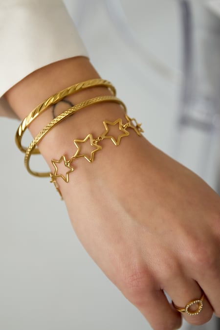 Pulseras de cadena de acero inoxidable con diseño de estrella, estilo casual, diario, serie sencilla, joyería para mujer.