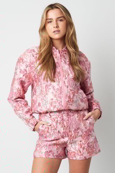 Poliester Kadın Kısa Ceket Çiçek Desenli Spor Tarzı