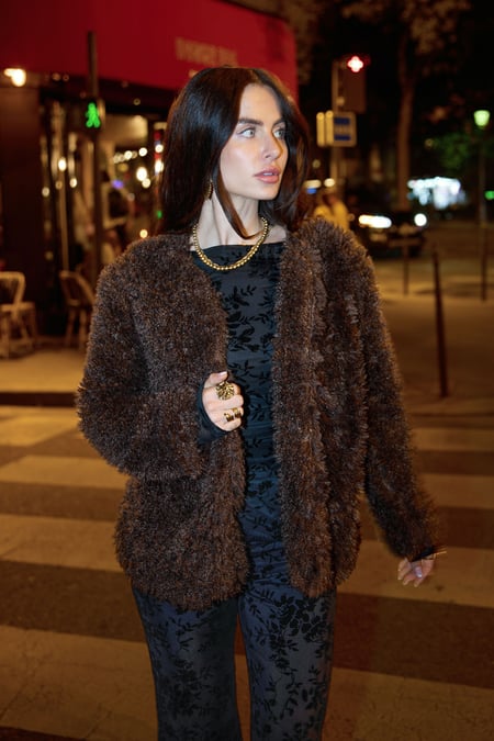 Gewebte Polyesterfasern Damenjacke Elegante Einfarbige Farbe Herbst/Winter