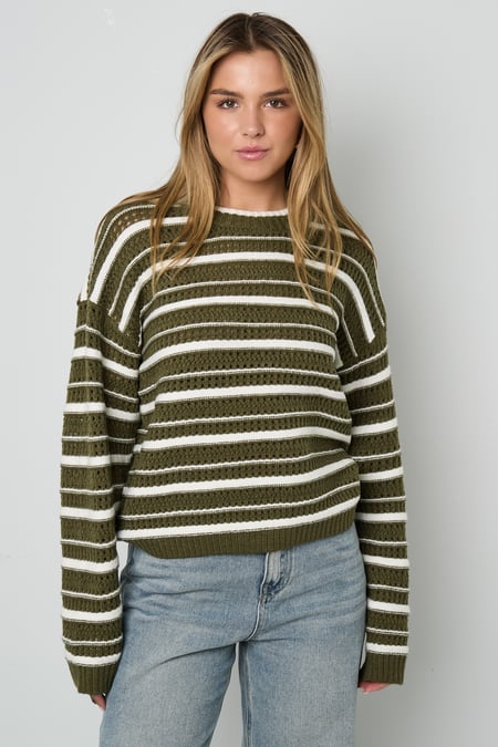 Knitted Polyester Fiber Women's Knit Sweaters Casual Stripes