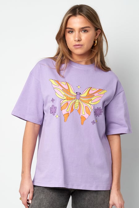 Cotton Women's T-shirt Oversized Butterfly Print