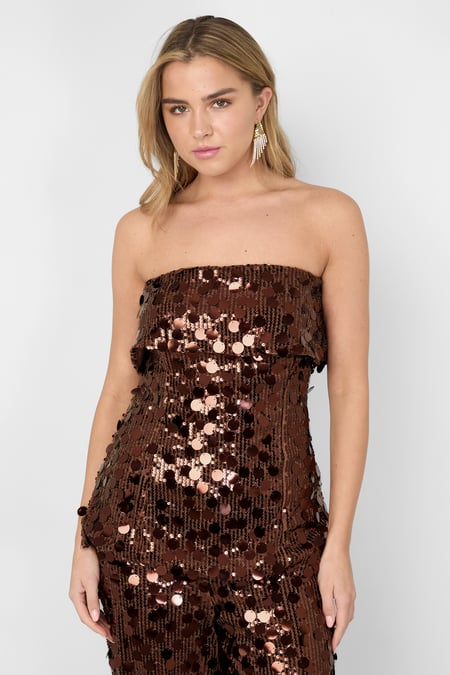 Woven Polyester Fiber Women's Sleeveless Top Sequins Elegant