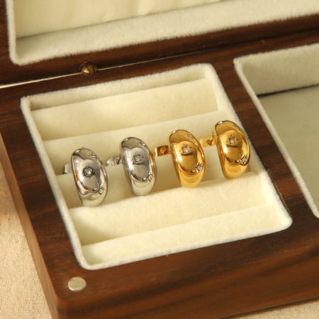 1 pair of simple and individual  gold-plated stainless steel hollow geometric dot diamond water drop earrings for women's daily wear 2