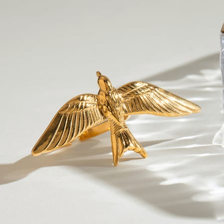 1 pair simple series style animal stainless steel gold plated women adjustable rings