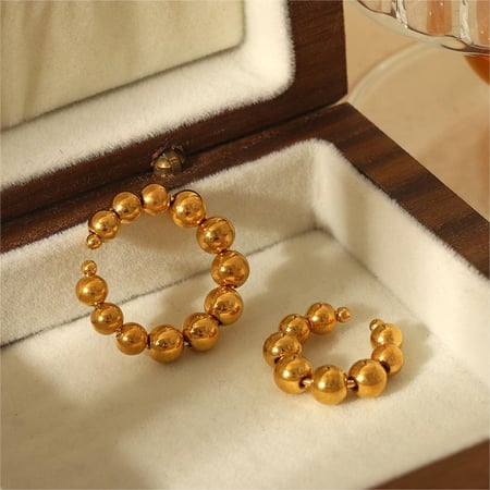 1 pair simple series  style beads stainless steel  gold plated women clip-on earrings