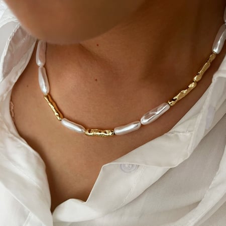 1 Piece Copper Gold Color Beaded Necklace