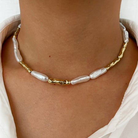 1 Piece Copper Gold Color Beaded Necklace 2