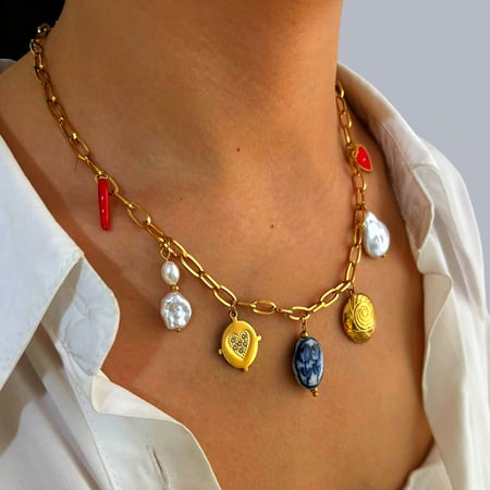 1 Piece Stainless Steel Gold Color Pendant Necklace 2