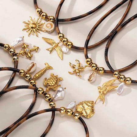 1 Piece Leopard Print Rope Stainless Steel Pendant Necklace