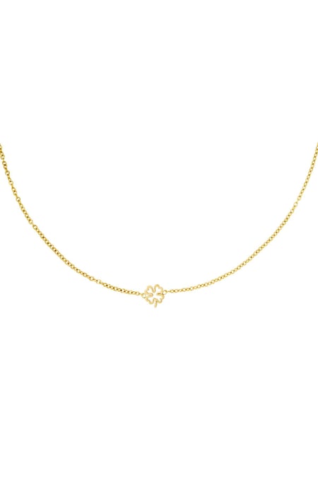 Necklace open clover Gold Color Stainless Steel 2