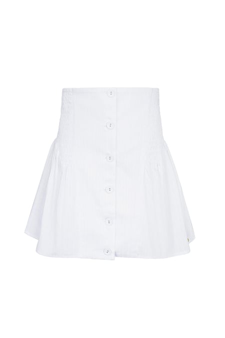 Rock mit Knöpfen und gesmoktem Detail Weiß S 2