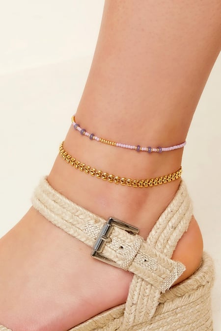 Anklet leafs Gold Color Stainless Steel
