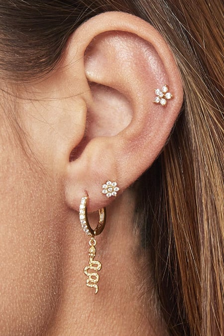 Piercing Flower Zilver Copper,Stainless Steel