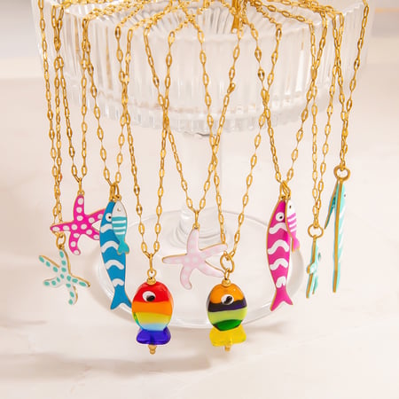 Fish Gold Color Pendant Necklaces 2