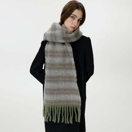 Bufanda de invierno de lana y rayón con rayas retro de 1 pieza 2