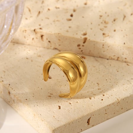 1 Piece Stainless Steel Gold Color Statement Rings