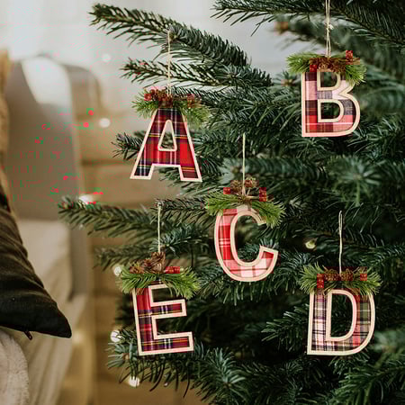 1 pieza DIY de colgante de letra de árbol de Navidad