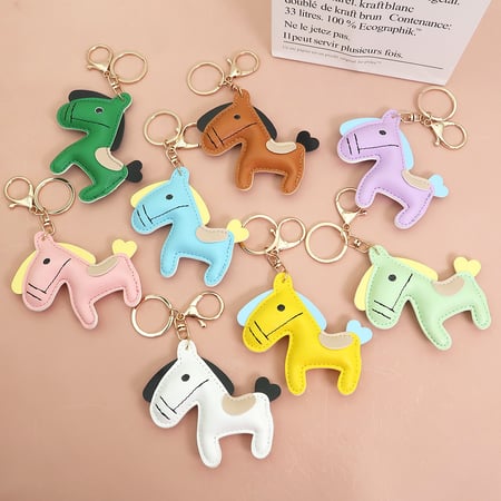 1 stuk schattige PU-sleutelhanger met paard 2