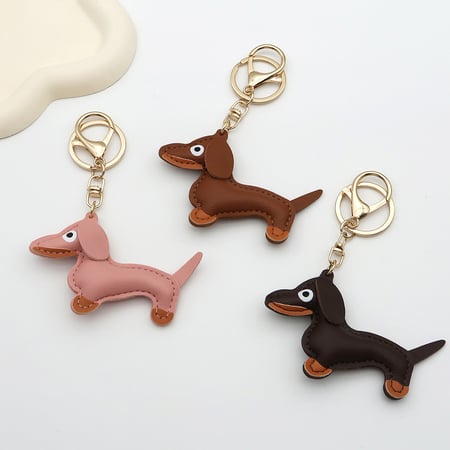 1 stuk schattige hond PU sleutelhanger 2