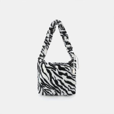 Borsa a tracolla da donna casual con stampa leopardata e pelliccia, 1 pezzo