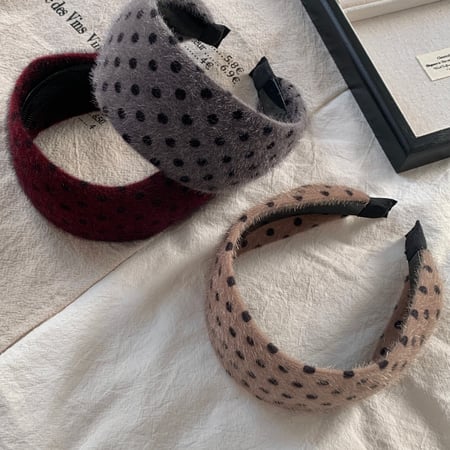 1 Piece Retro Furry Polka Dot Wide Brimmed Women's Hair Bands