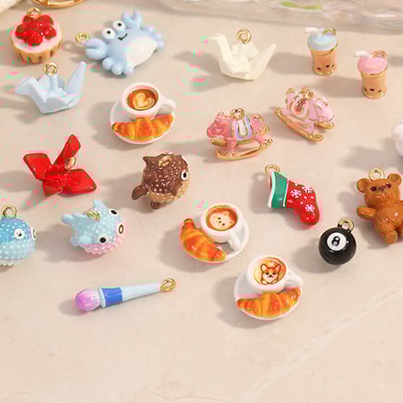 1 pièce DIY mignon fleur animal tortue nourriture oiseaux corail femmes pendentifs