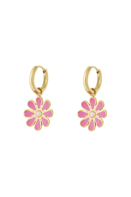 Pendientes colgantes de acero inoxidable con diseño de flores para uso diario. 2