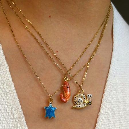 1 Piece Stainless Steel Enamel Animal Pendant Necklace 2