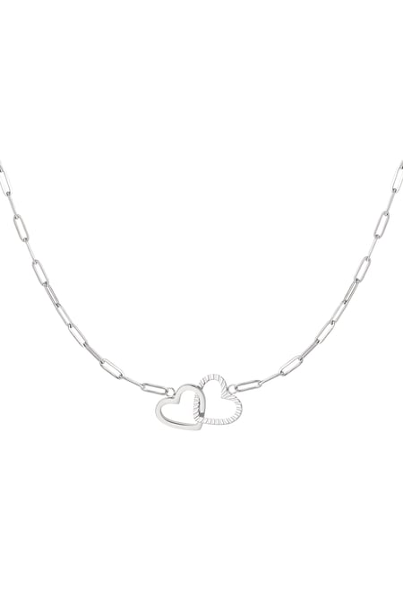 Necklace linked hearts - silver color Stainless Steel 2