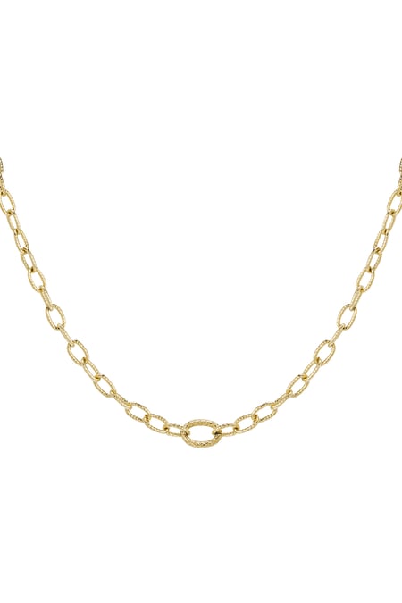 Link chain with structure - Gold Color Stainless Steel 2
