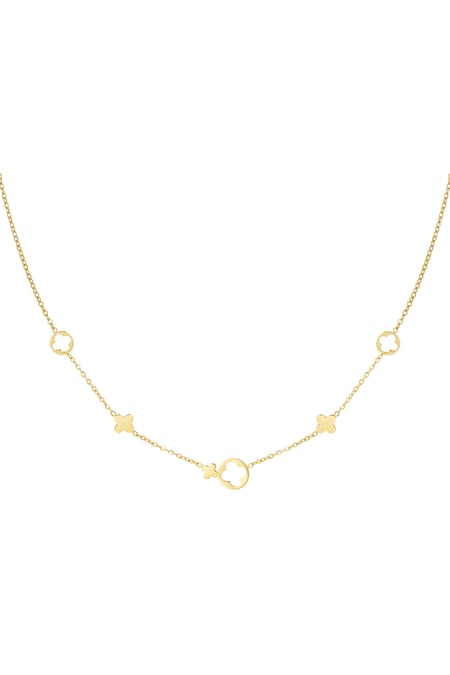 Halskette mit Kleeblatt-Anhängern – Goldfarbe - Goldfarbefarbe