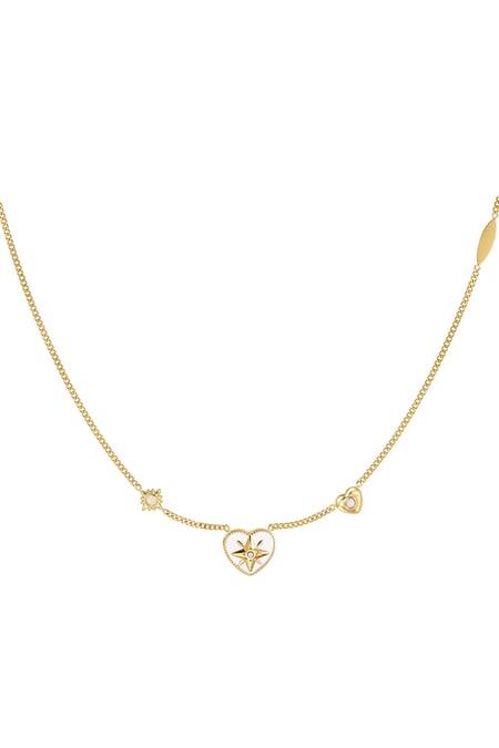 Collier coeur avec pierres - Couleur or/blanc (Pack with plastic bag) 2