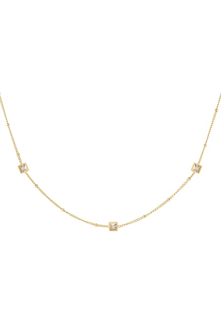 Halskette mit quadratischen Steinen – Goldfarbe - Goldfarbefarbe 2