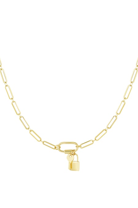 Kettenglieder mit Schloss und Schlüssel – Goldfarbe - Goldfarbefarbe 2