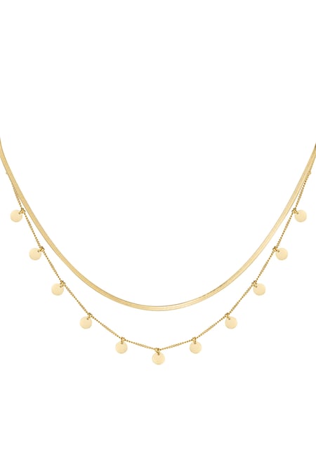 Halskette doppellagige Kreise – Goldfarbe - Goldfarbefarbe 2