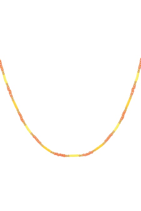 Ketting kleine kleurrijke kraaltjes - geel/oranje 2