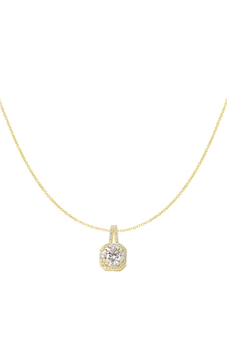 Halskette mit quadratischem Stein – Goldfarbe - Goldfarbefarbe 2